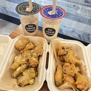 The Rolling House - Garlic Parmesan and Lemon Pepper Wings with Jasmine Milk Tea and Oreo Milk Tea - Ice Cream & Frozen Yogurt Near Me - San Pablo, California