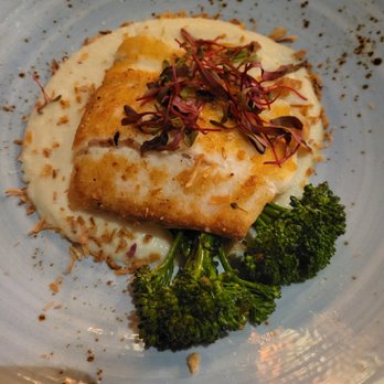 ProAbition - Nothing special just a paper thin slice of fish with 2 broccoli. The waiter said it comes with a side of veggies :/ - New American Near Me - Riverside, California