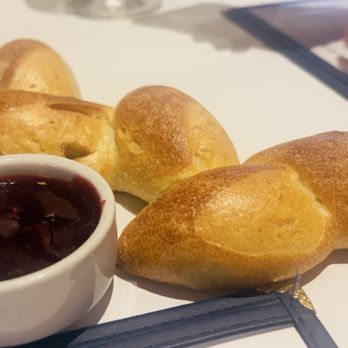 Bouchon - French bread starter with butter and a boysenberry jam - French Near Me - Las Vegas, Nevada Bouchon - French bread starter with butter and a boysenberry jam - French Near Me - Las Vegas, Nevada