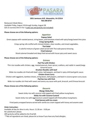 Menu photo 1 Pasara Thai Alexandria, VA Menu photo 1 Pasara Thai Alexandria, VA
