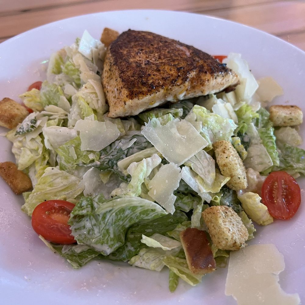 Rock & Brews - Grapevine - Cesar salad with grilled salmon - Burgers Near Me - Grapevine, Texas Rock & Brews - Grapevine - Cesar salad with grilled salmon - Burgers Near Me - Grapevine, Texas