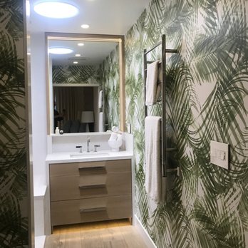 Universal Kitchen and Bath - Client Master Bath. Plumbing fixtures and heated towel bar sourced through Diane at Universal Kitchen and Bath. - General Contractors Near Me