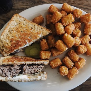 B & B Restaurant - Patty melt with crispy tater tots - American Near Me - Dinosaur, Colorado