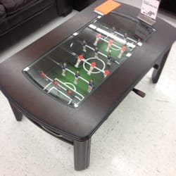 Big Lots - Check this out. Foosball inside your living room coffee table!