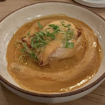 Ember & Rye - ALASKAN HALIBUT Lobster Coconut Curry "Cappuccino" - Seafood Near Me - Carlsbad, California Ember & Rye - ALASKAN HALIBUT Lobster Coconut Curry "Cappuccino" - Seafood Near Me - Carlsbad, California