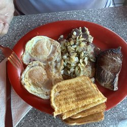 Breakfast meat and eggs