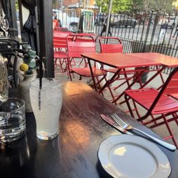 Table adjacent to outdoor seating Table adjacent to outdoor seating