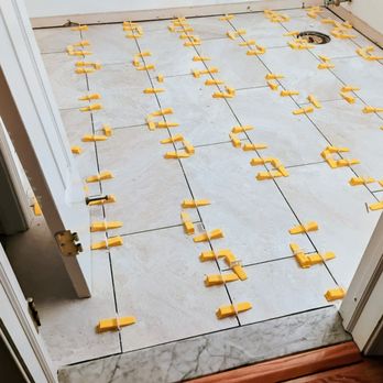 Kraus Restoration - This is a picture of the NEW bathroom floor in progress of being installed. - Damage Restoration Near Me - Whippany, New Jersey
