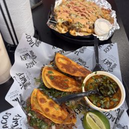 Birria Tacos Plate and Birria Fries
