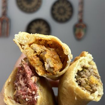 Casa de Empanada - L-R: carne norte, butter chicken (has a slight kick to it), beef picadillo. Crust is really buttery and flaky. - Empanadas Near Me - Las Vegas, Nevada Casa de Empanada - L-R: carne norte, butter chicken (has a slight kick to it), beef picadillo. Crust is really buttery and flaky. - Empanadas Near Me - Las Vegas, Nevada