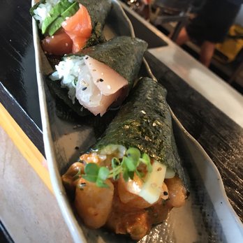 OHO Sushi Studio - Hand rolls: spicy scallop, albacore & salmon avocado - Sushi Bars Near Me - Long Beach, California OHO Sushi Studio - Hand rolls: spicy scallop, albacore & salmon avocado - Sushi Bars Near Me - Long Beach, California