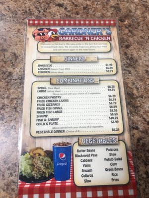 Menu photo 2 Gardner's Barbecue 301 Flagship Store Rocky Mount, NC