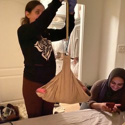 Midwives Bay Area - Shannon weighing our baby girl and us all being surprised she was 9 lbs!