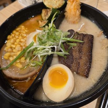 Kyuramen x TBaar - Yin-yang Bowl which includes Tonkotsu Shoyu Ramen and Sapporo Miso Ramen - Ramen Near Me - Vernon Hills, Illinois Kyuramen x TBaar - Yin-yang Bowl which includes Tonkotsu Shoyu Ramen and Sapporo Miso Ramen - Ramen Near Me - Vernon Hills, Illinois
