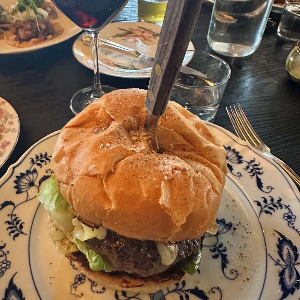 Echale - Wagyu Hamburger with bone marrow, Hatch chilies, and grilled onions. - Wine Bars Near Me - Encinitas, California