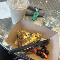 Beth's Quiche and Iced Caramel Latte