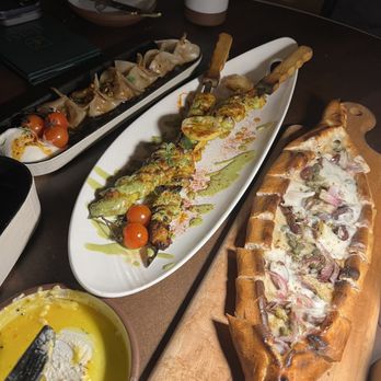 Anixi - Grilled Chickn Shish Kabob (GF), Manti "Lamb" Pockets, Olive Za'atar Pide - Vegan Near Me - New York, New York