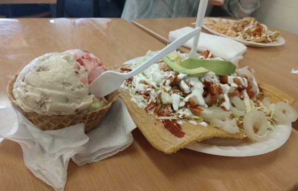 Photo of La Michoacana - Santa Ana, CA, US. a plate of food with a scoop of ice cream