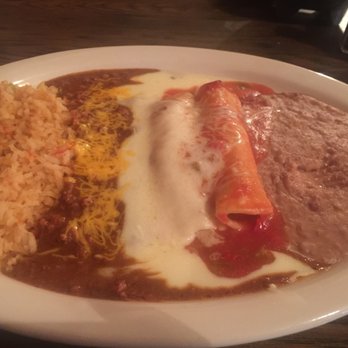 Casa Cavazos - Rice, cheese enchilada, chicken enchilada, beef enchilada, beans - Mexican Near Me - Dallas, Texas