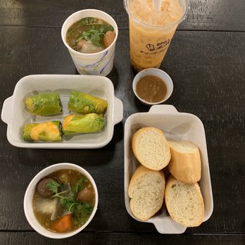 Spill The Tea - Spring rolls, beef stew (came with toasted bread) and Thai bubble tea. - Bubble Tea Near Me - Alexandria, Virginia Spill The Tea - Spring rolls, beef stew (came with toasted bread) and Thai bubble tea. - Bubble Tea Near Me - Alexandria, Virginia