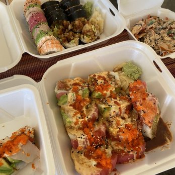 Sakura Sushi - Paul's Roll, Rainbow Roll, Squid Salad, Yellow Fellow Roll, Spider roll, Shrimp Tempura roll - Laotian Near Me - Albuquerque, New Mexico