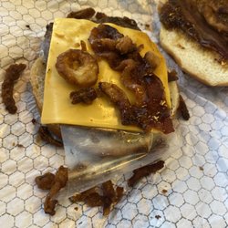 Wendy's - Put no sauce on it, the fries were old and cold, and then they left the damn plastic on the cheese... what in the hell