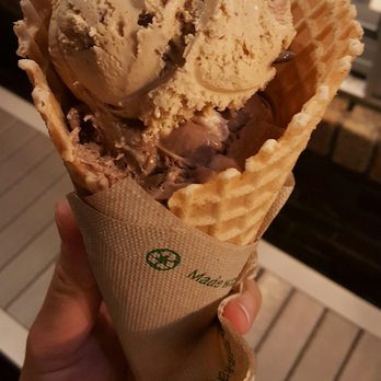 Sweet Cow - coffee heath on top & hot cocoa on the bottom... all in the most delicious waffle cone ever~ - Ice Cream & Frozen Yogurt Near Me - Denver, Colorado