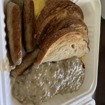 Wagon Wheel Coffee Shop - Link sausage and egg with biscuit and gravy - Breakfast & Brunch Near Me - Carmel, California Wagon Wheel Coffee Shop - Link sausage and egg with biscuit and gravy - Breakfast & Brunch Near Me - Carmel, California