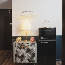 Self service mini bars on each floor offer snacks and drinks available for purchase.