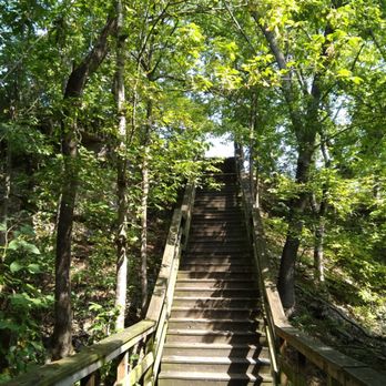 Hayden Falls Park - Steps between the parking lot and lower waterfall viewing area (there are also viewing areas available at street level). - Parks Near Me - Dublin, Ohio