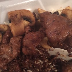Greasy fatty mushy meat.