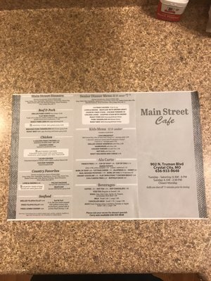 Menu photo 2 Main street cafe Crystal City, MO Menu photo 2 Main street cafe Crystal City, MO