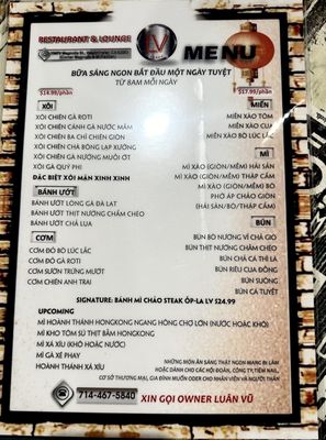 Menu photo 8 LV Restaurant & Lounge Westminster, CA Menu photo 8 LV Restaurant & Lounge Westminster, CA