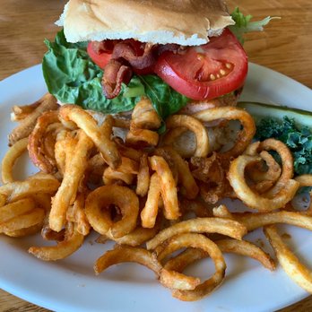 Hoak's Restaurant - Salmon BLT and curly fries - Seafood Near Me - Hamburg, New York