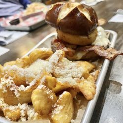 Bubba’s Bones & Brews - Western Burger w/ sidewinder fries garlic and parm