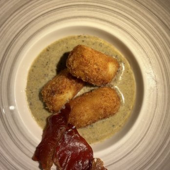 The Mad Monk - Potato croquettes in wild mushroom sauce and fried prosciutto - Seafood Near Me - Killarney, Kentucky The Mad Monk - Potato croquettes in wild mushroom sauce and fried prosciutto - Seafood Near Me - Killarney, Kentucky