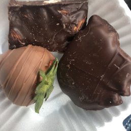 Chocolate covered strawberry and dark chocolate candy