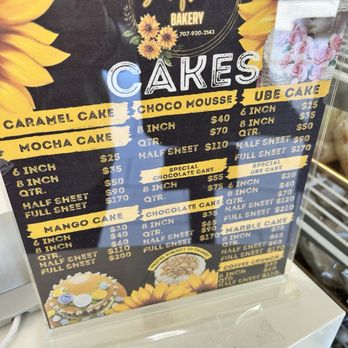 Sunflower Bakery - Menu 10/08/2024 - Bakeries Near Me - Suisun City, California Sunflower Bakery - Menu 10/08/2024 - Bakeries Near Me - Suisun City, California