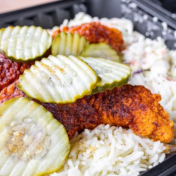 Angry Chickz - Combo $4: Two Boneless Hot Tenders over rice and slaw served w/ pickles ($15) - Chicken Shop Near Me - San Jose, California