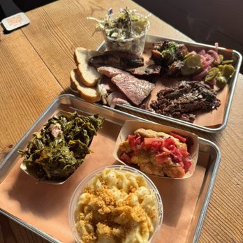 Outsider BBQ & Beer Garden - Tray 1: Beef Cheek, Prime Rib, Pomegranate Pork Belly, Brisket, Lemon Poppyseed Coleslaw--Tray 2: Collard Greens, Mac&Cheese, Cherry Cobbler - Barbeque Near Me - Seattle, Washington Outsider BBQ & Beer Garden - Tray 1: Beef Cheek, Prime Rib, Pomegranate Pork Belly, Brisket, Lemon Poppyseed Coleslaw--Tray 2: Collard Greens, Mac&Cheese, Cherry Cobbler - Barbeque Near Me - Seattle, Washington