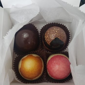 Mariette Chocolates - Dark sea salt caramel (also comes in milk chocolate), coffee toffee, creme brulee and strawberry cheesecake - Chocolatiers & Shops Near Me - San Jose, California