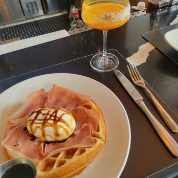 The Consulate - Burrata waffle & O'Hara cocktail - French Near Me - New York, New York