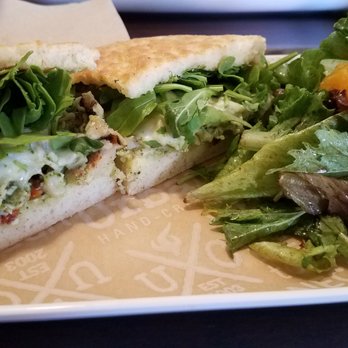 Urbane Cafe - Chicken Pesto and Sundried Tomato Sandwich - served with a Side Salad. - Sandwiches Near Me - Thousand Oaks, California Urbane Cafe - Chicken Pesto and Sundried Tomato Sandwich - served with a Side Salad. - Sandwiches Near Me - Thousand Oaks, California