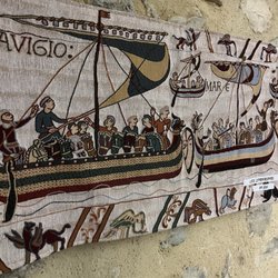 La Tapisserie de Bayeux - Copy of tapestry. Photos not allowed inside