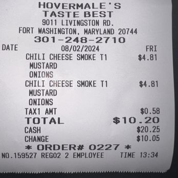Hovermale's Tastes Best - Receipt - Ice Cream & Frozen Yogurt Near Me - Fort Washington, Maryland Hovermale's Tastes Best - Receipt - Ice Cream & Frozen Yogurt Near Me - Fort Washington, Maryland