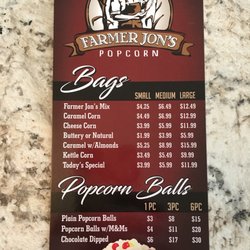 Farmer Jon's Popcorn - Menu