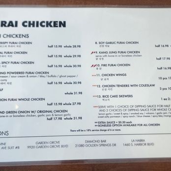 Furai Chicken - Menu - Korean Near Me - Garden Grove, California Furai Chicken - Menu - Korean Near Me - Garden Grove, California
