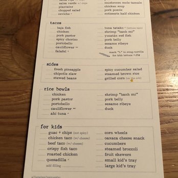 bartaco - Reston - The order sheet. - Tacos Near Me - Reston, Virginia bartaco - Reston - The order sheet. - Tacos Near Me - Reston, Virginia