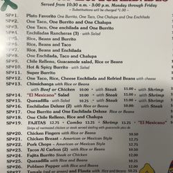 EL Mexicano - Lunch Menu
