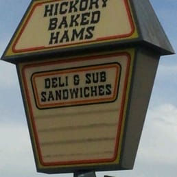 a sign for hickory baked hams a sign for hickory baked hams